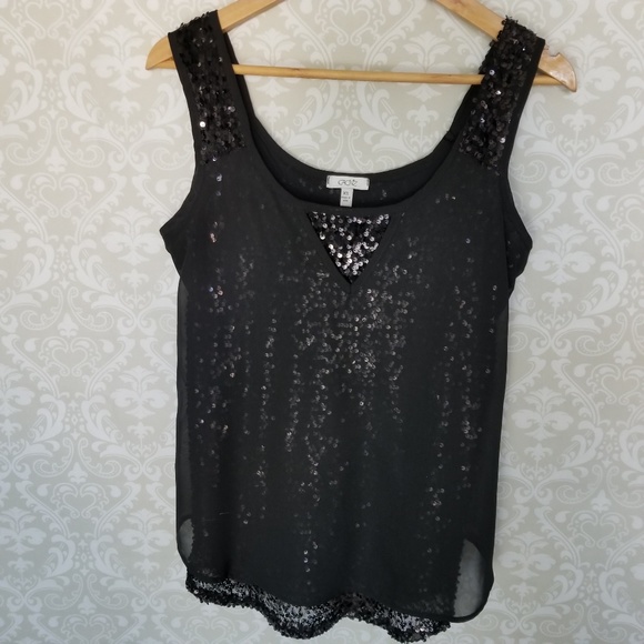 Cache black sequined sleeveless top sz XS - Picture 1 of 5